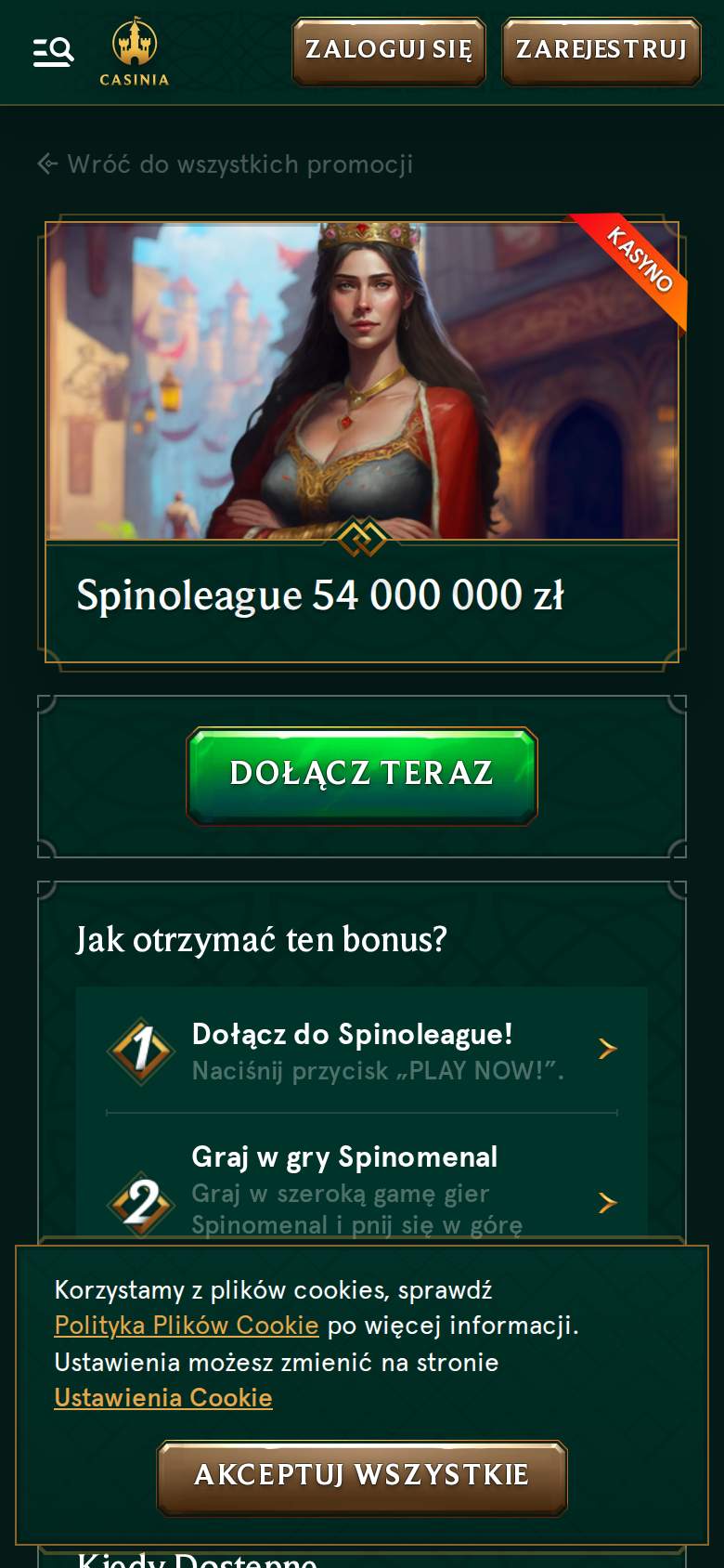 Casinia — strona promocji