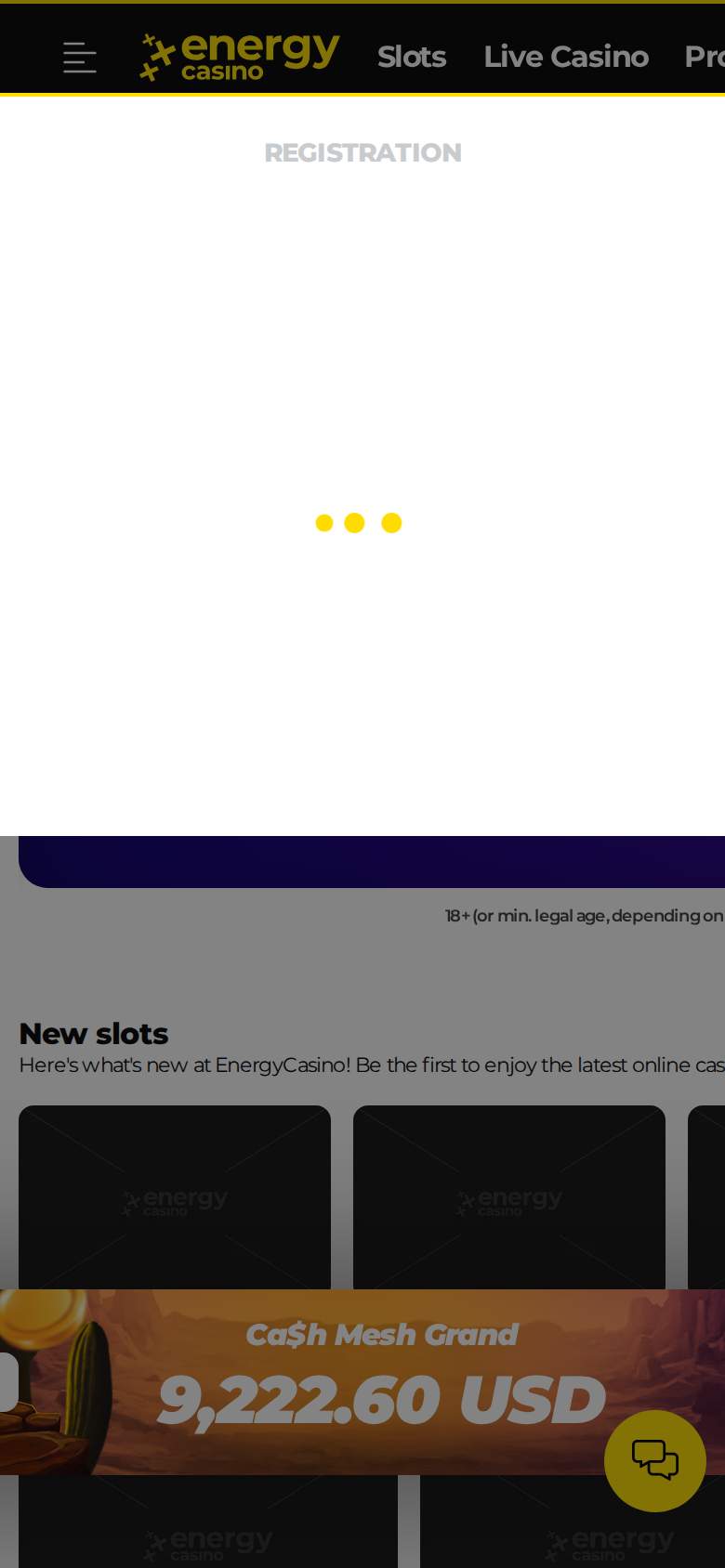 Energy Casino — rejestracja