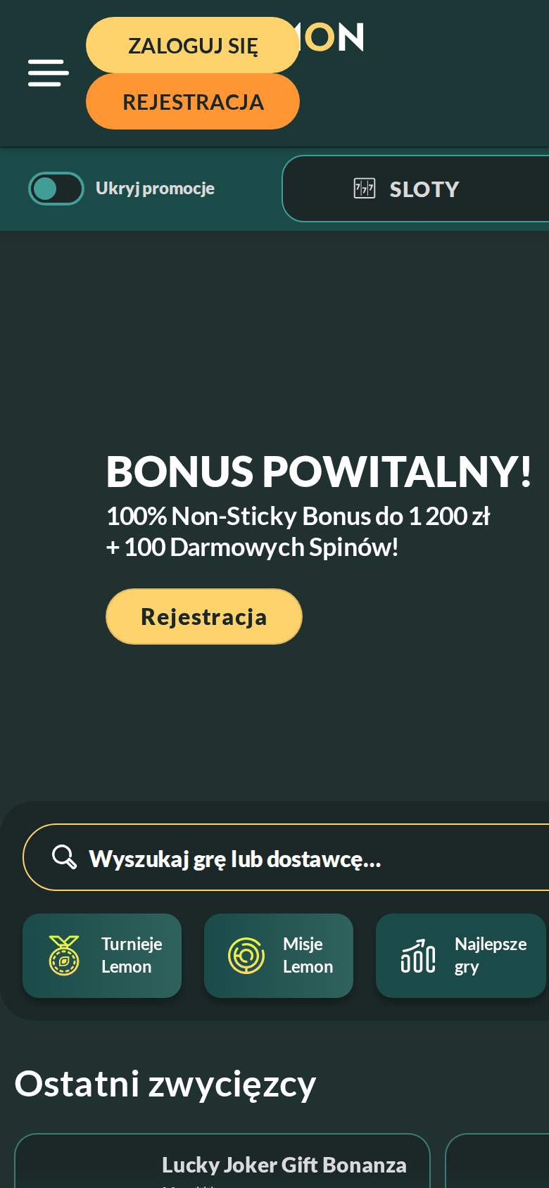 Lemon Casino — strona główna