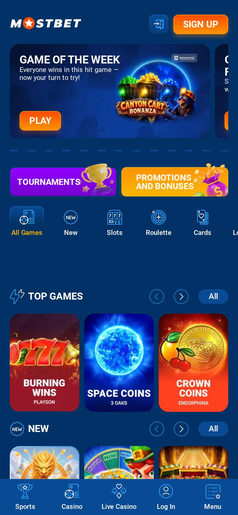 Mostbet — lobby gier