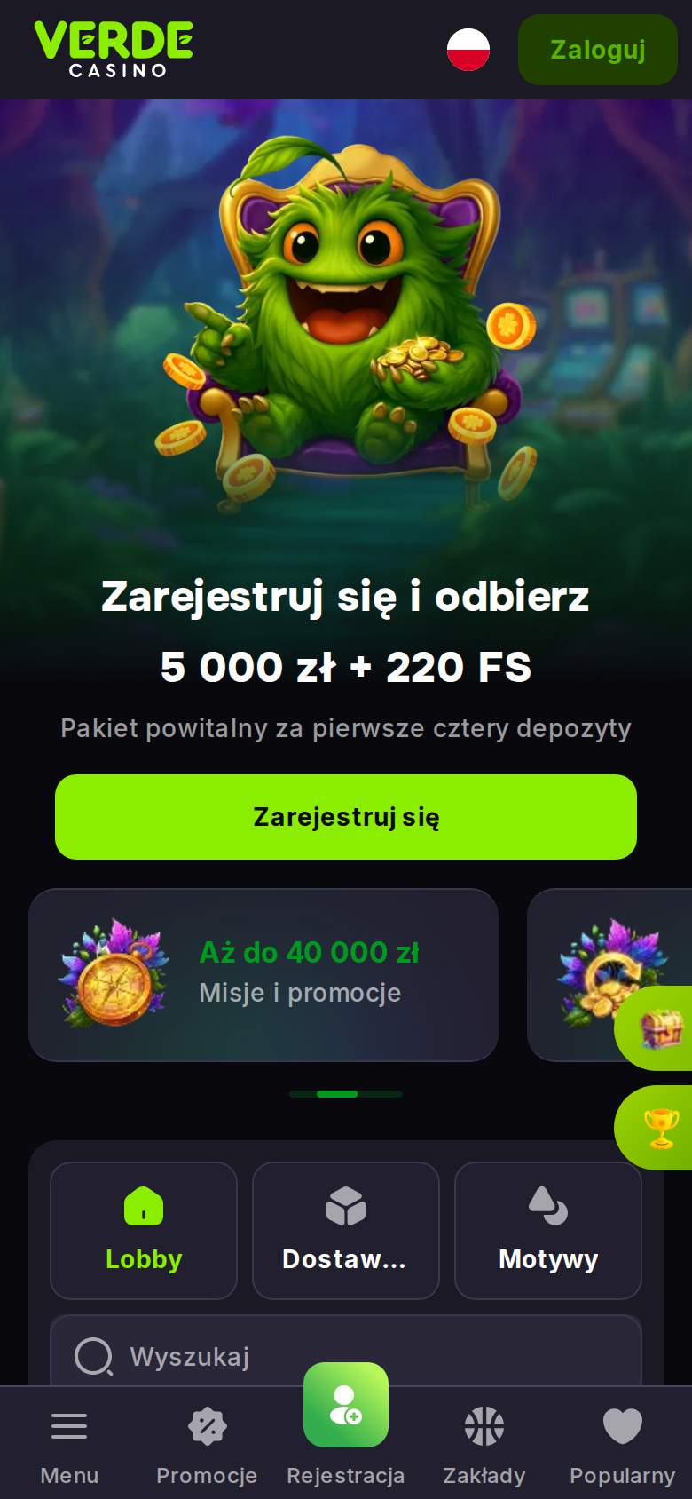 Verde Casino — strona główna