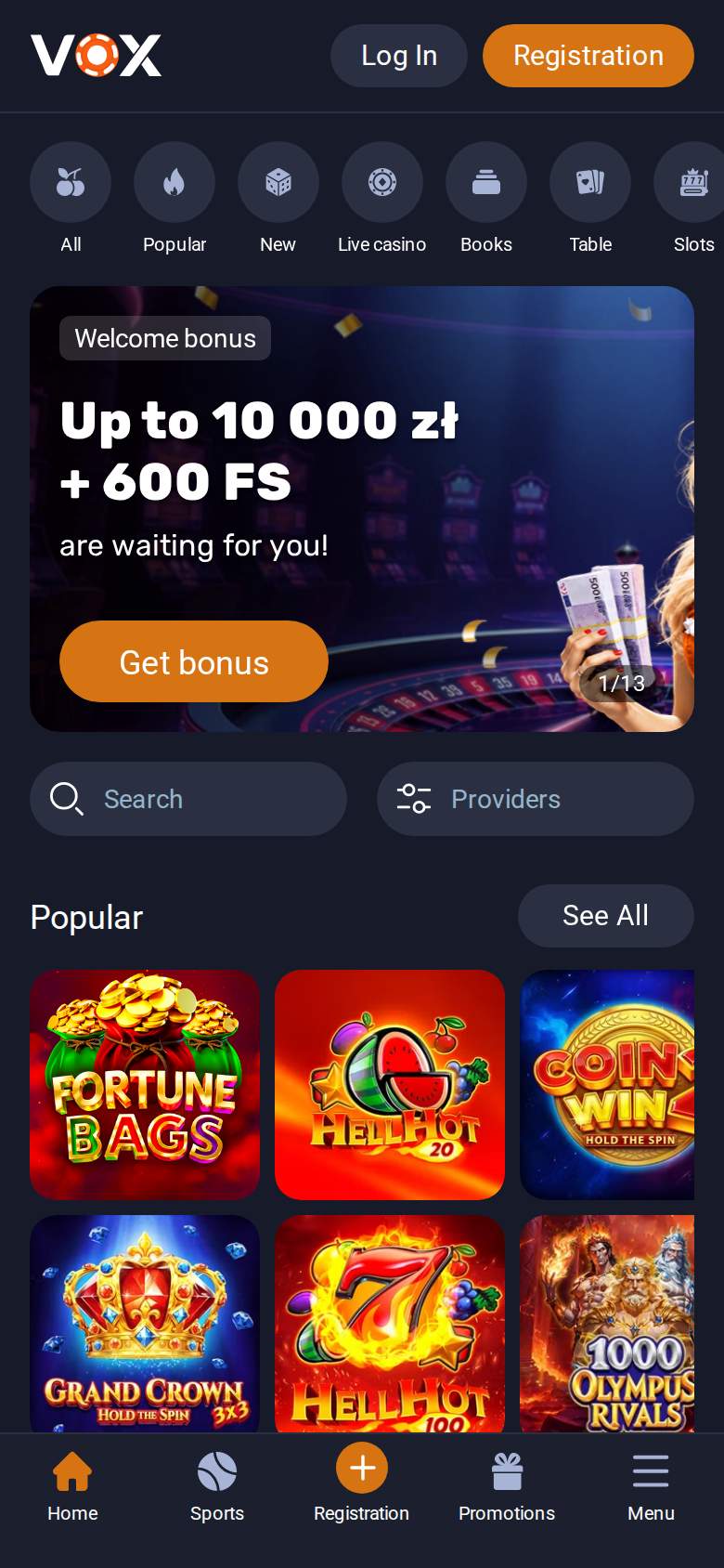 Vox Casino — strona główna