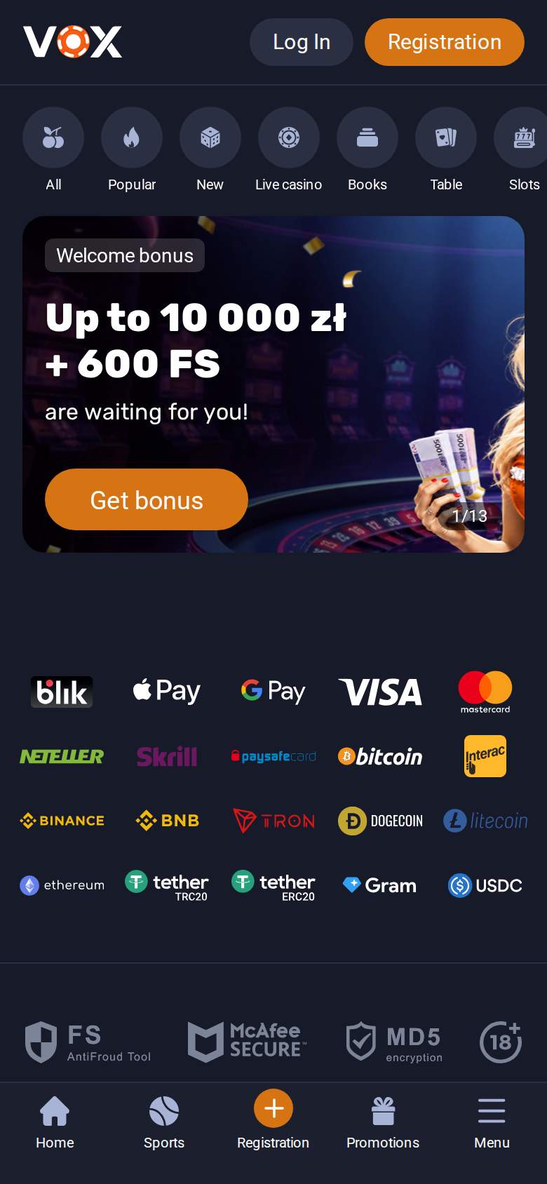 Vox Casino — lobby gier
