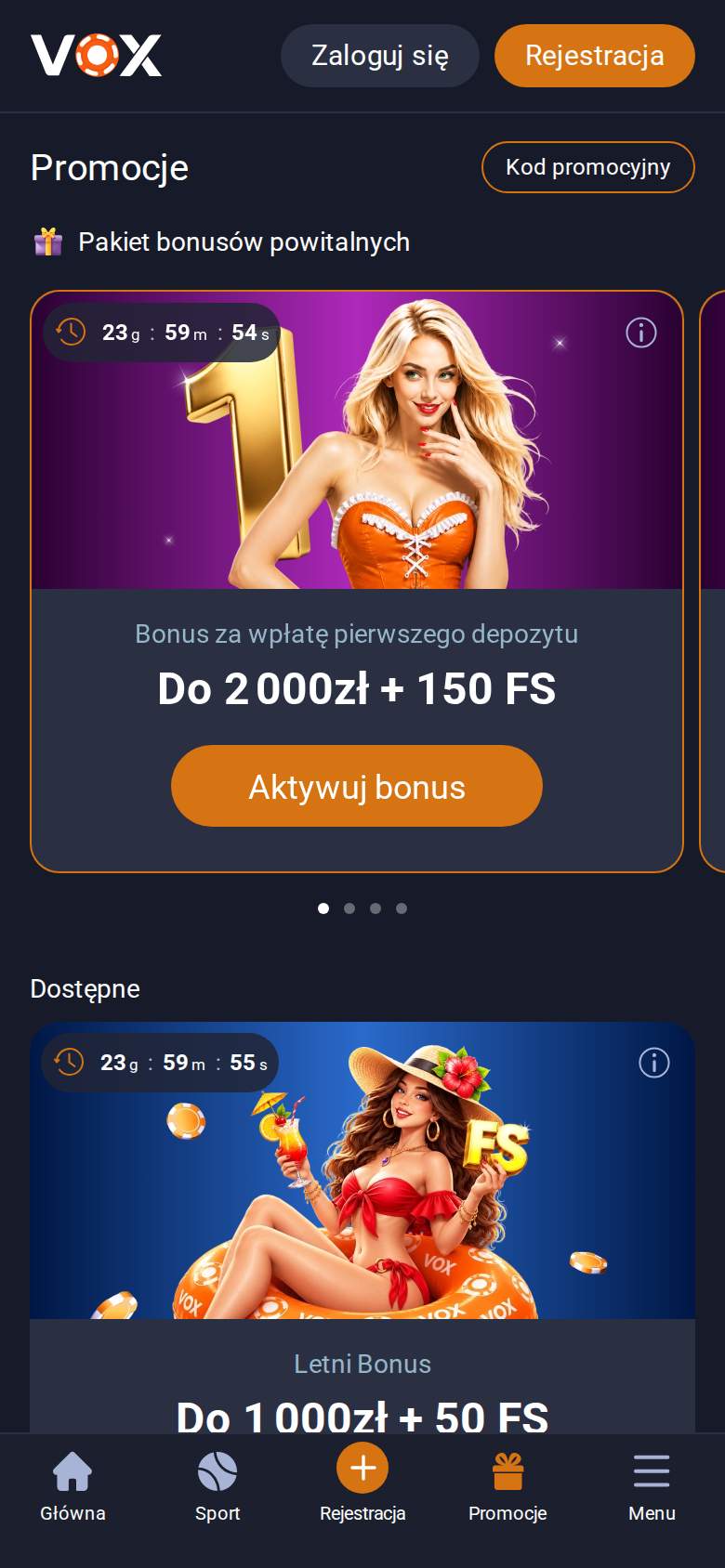 Vox Casino — strona promocji